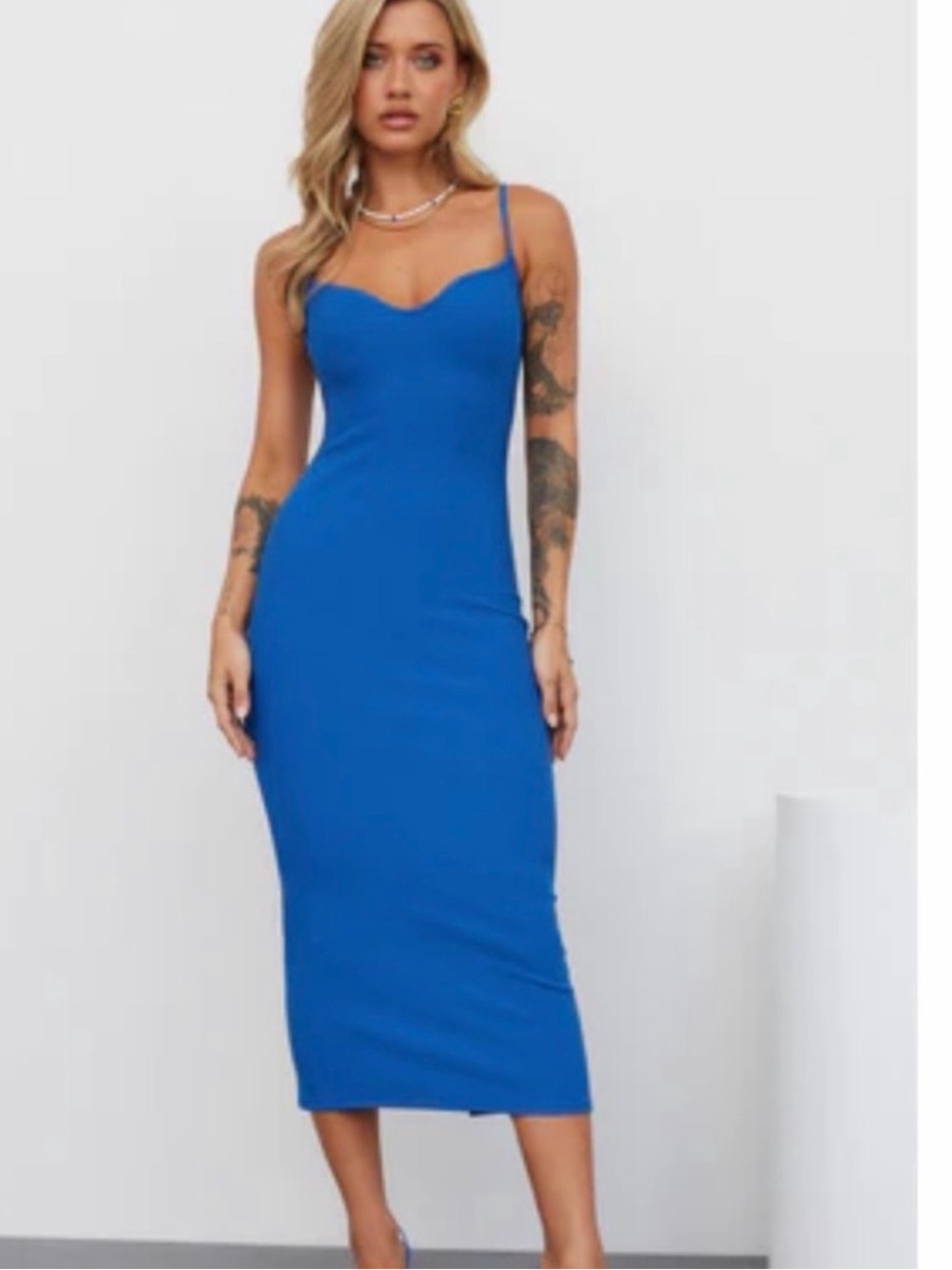 Hello Molly Fancy Heart Royal Blue Sweetheart Midi Dress xs